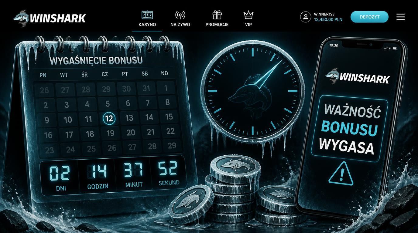 Kalendarz z zegarem pokazujący kończący się termin bonusu w kasynie Winshark